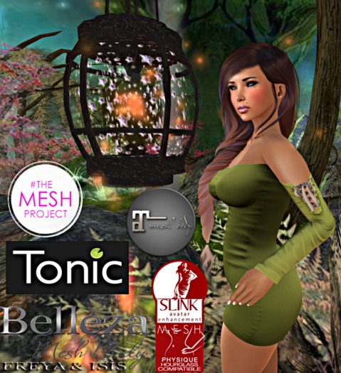 .::Princess Keyz::. Tunic Dress w/ Lace HUD ~ Olive