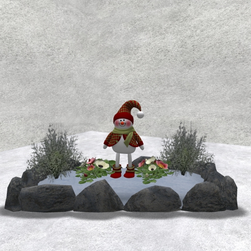 Flowerbed winter with doll