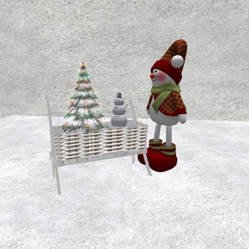 Winter planter with doll