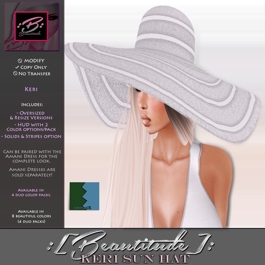 :[Beautitude]: Keri Sun Hat [Hunter/Sky]
