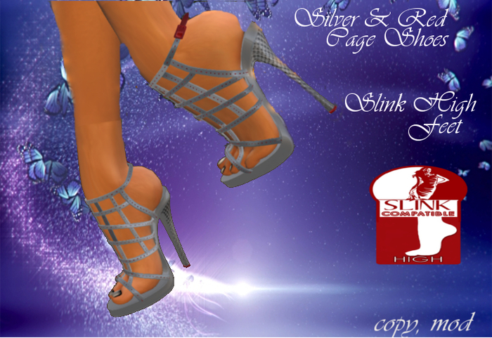 Silver & Red Cage Shoes - Slink High