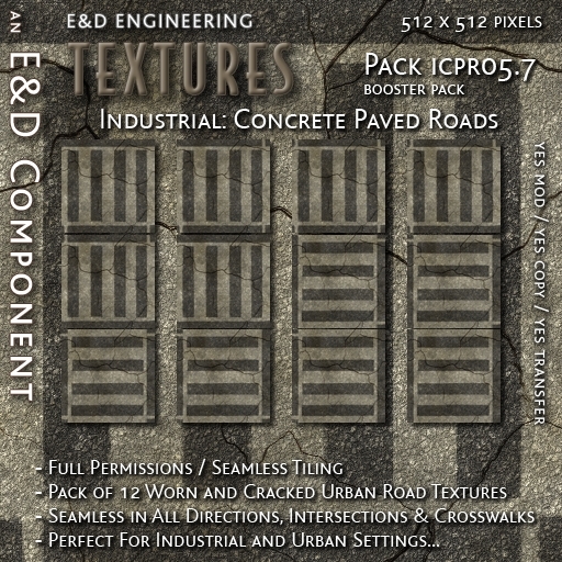Second Life Marketplace - [ICPR05.7] 12 Cracked Road Street Concrete ...