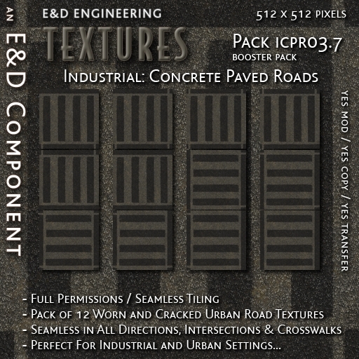 [ICPR03.7] 12 Aged and Worn Concrete Urban Road Street Highway Textures from E&D ENGINEERING