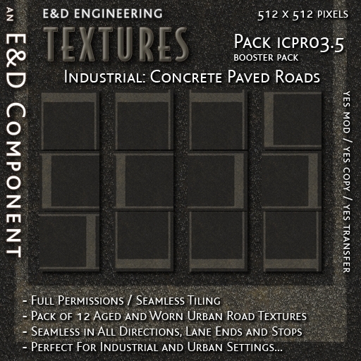 [ICPR03.5] 12 Aged and Worn Concrete Urban Road Street Highway Textures from E&D ENGINEERING