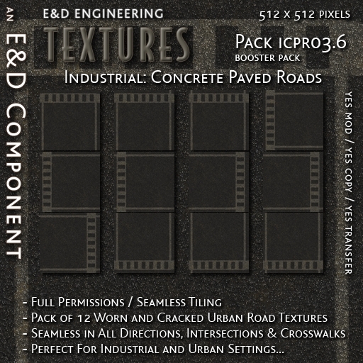 [ICPR03.6] 12 Aged and Worn Concrete Urban Road Street Highway Textures from E&D ENGINEERING