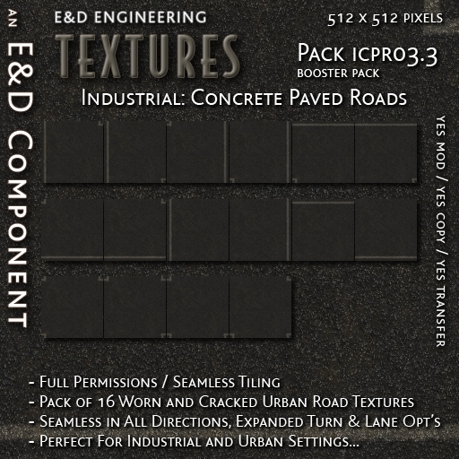 [ICPR03.3] 16 Aged and Worn Concrete Urban Road Street Highway Textures from E&D ENGINEERING