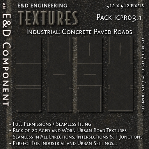[ICPR03.1] 20 Aged and Worn Concrete Urban Road Street Highway Textures from E&D ENGINEERING