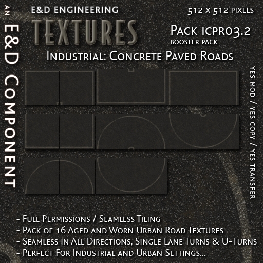 [ICPR03.2] 16 Aged and Worn Concrete Urban Road Street Highway Textures from E&D ENGINEERING