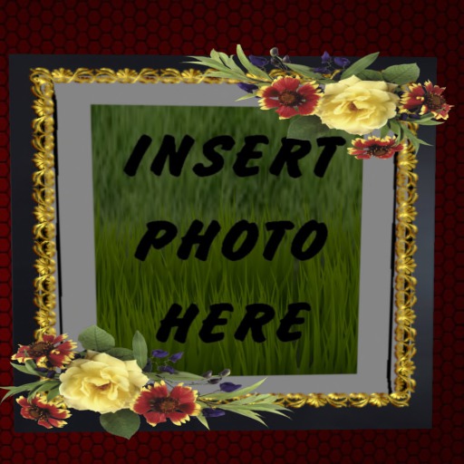 Photo Frame - Gold Trim w/ Yellow and Red Carnations
