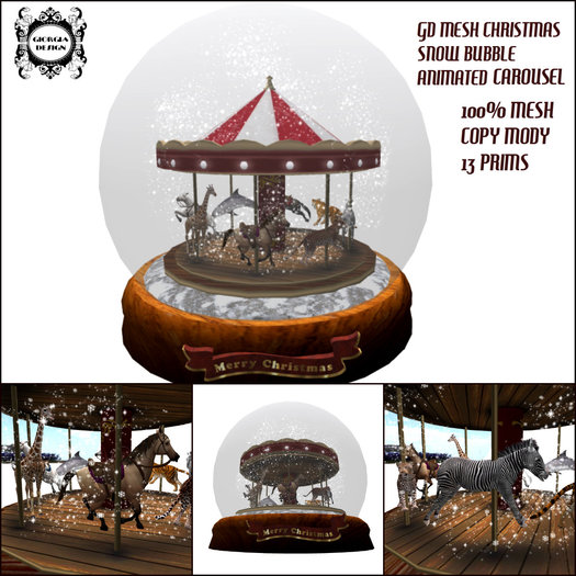 GD MESH CHRISTMAS SNOW BUBBLE ANIMATED CAROUSEL