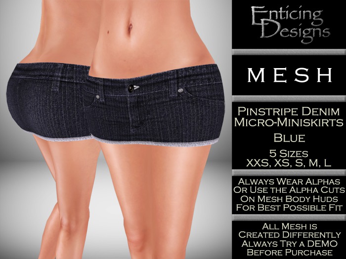 *ED Mesh Pinstripe Denim Micro Miniskirt - Blue