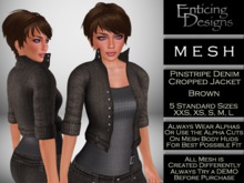*ED Mesh Belted Crop Jacket - Pin Denim Brown