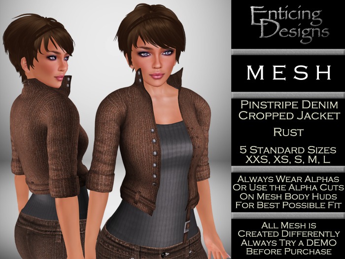 *ED Mesh Belted Crop Jacket - Pin Denim Rust