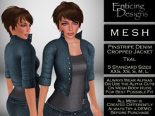 *ED Mesh Belted Crop Jacket - Pin Denim Teal