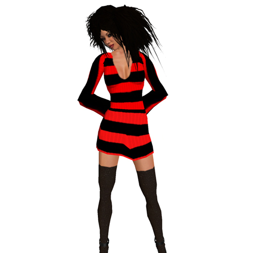 Red & Black Stripe Mini Dress
