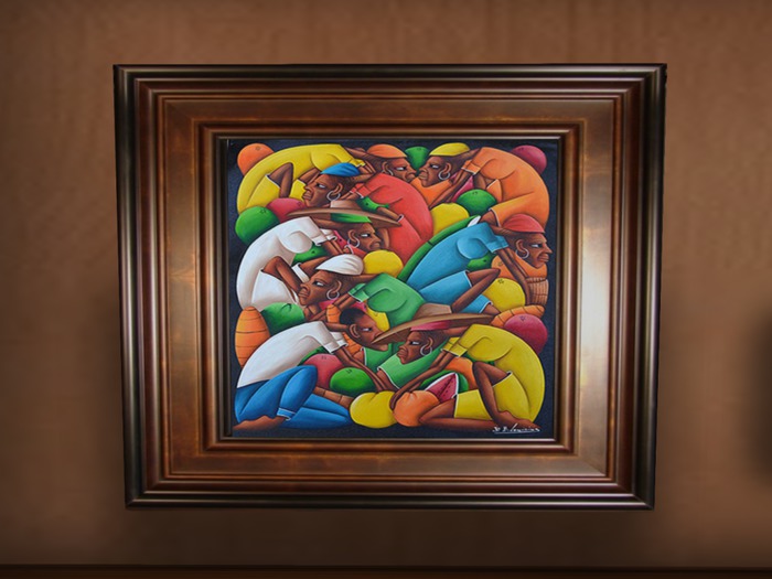 Hatian art oil painting framed
