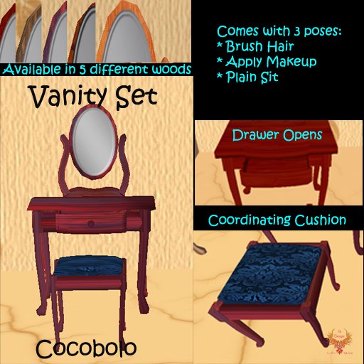 JJs Designs Vanity w/Mirror Set - Cocobolo