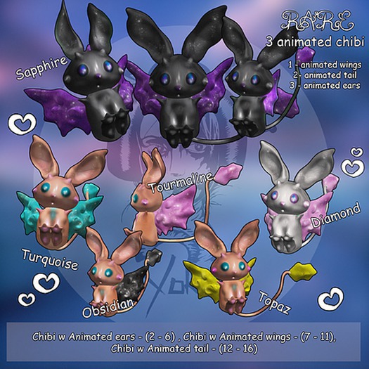7.Yokai - Chibi - Chibi w Animated wings (Turquoise)