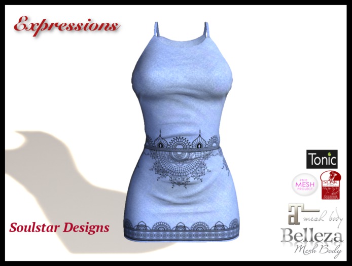 Expressions Tank Dress Mehndi Blue