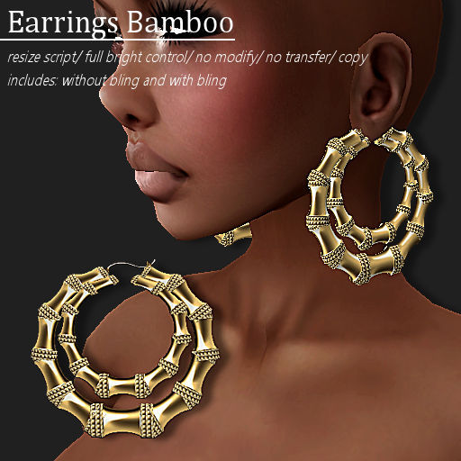 Earring Bamboo Double-Hoop Gold     -RYCA-