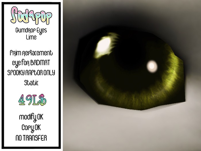 BRDMRT Spooky Raptor - Gumdrop Eyes Lime