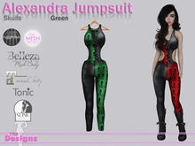 Alexandra Jumpsuit Skulls Green