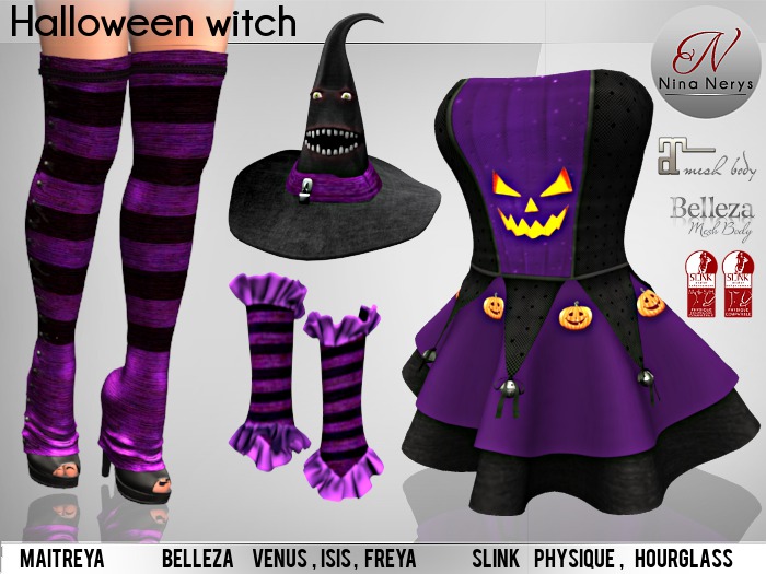 Nina Nerys - Halloween Witch outfit Purple