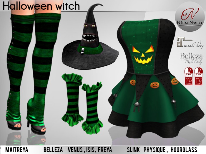 Nina Nerys - Halloween Witch outfit Green