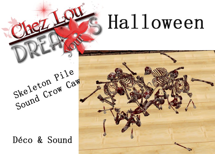*Chez Lou* ::HUD*WEAR & UNPACK* Skeleton Pile Sound Crow Caw