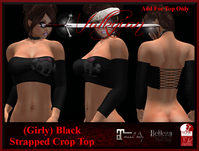~Valkyrian~(Girly Black) Strapped Crop Top (BOXED)