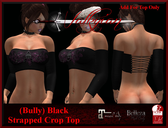 ~Valkyrian~(Bully Black) Strapped Crop Top (BOXED)