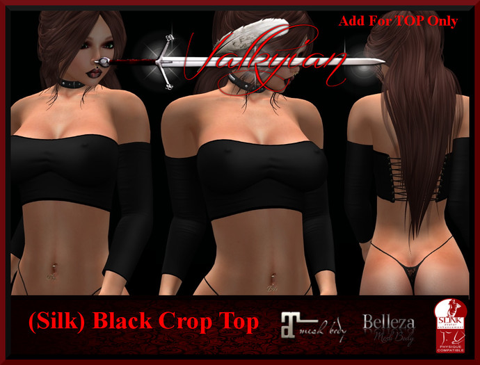 ~Valkyrian~(Black Silk) Strapped Crop Top(BOXED)