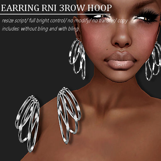 EARRING 3ROW HOOP PLATINUM -RYCA-