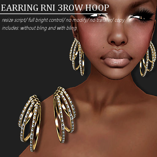 EARRING RNI 3ROW HOOP GOLD -RYCA-