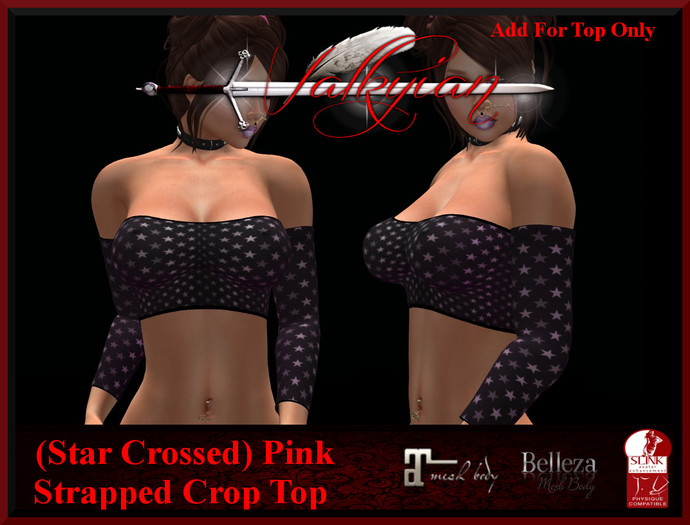 ~Valkyrian~(Star Crossed) Pink Strapped Crop Top(BOXED)