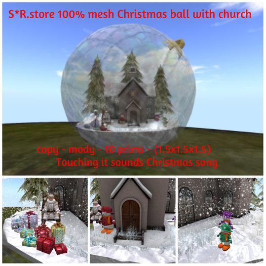 S*R.store 100% mesh Christmas ball with church