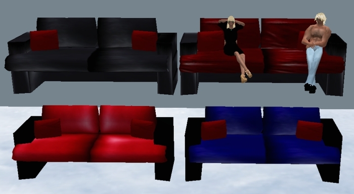 4 leather couch with poses-6 PRIM each- copy ok