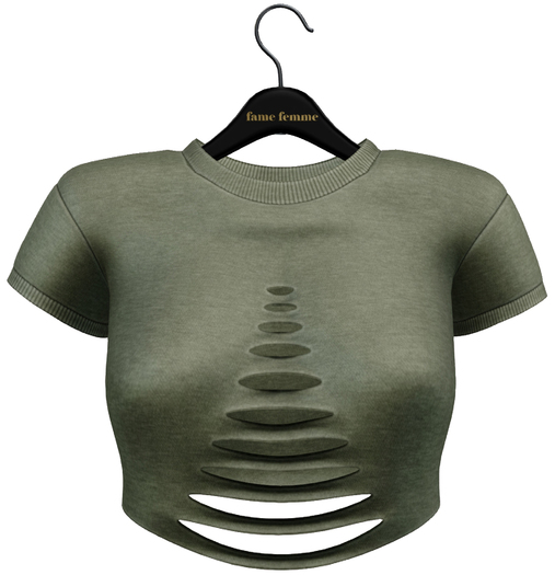 fame femme : RippedCropTop - Green