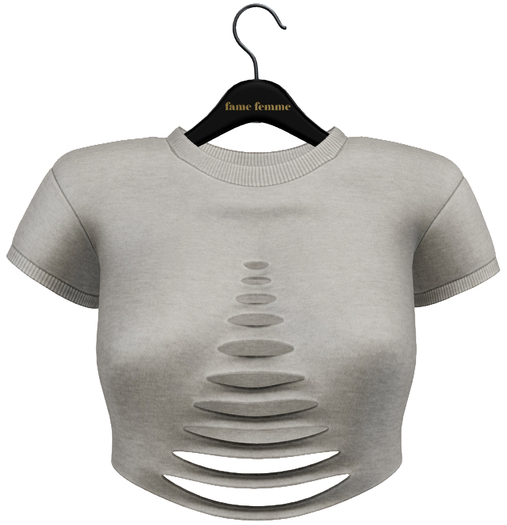 fame femme : RippedCropTop - Grey