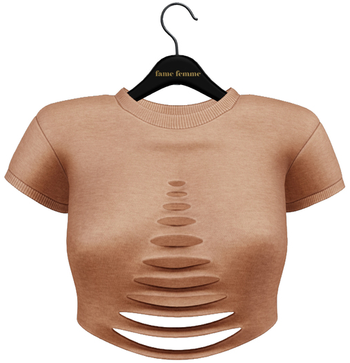 fame femme : RippedCropTop - Orange