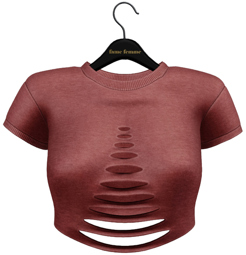 fame femme : RippedCropTop - Red