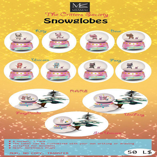 MIAMAI_TCS_Snowglobes PurpleUnicorn+Foxy RARE