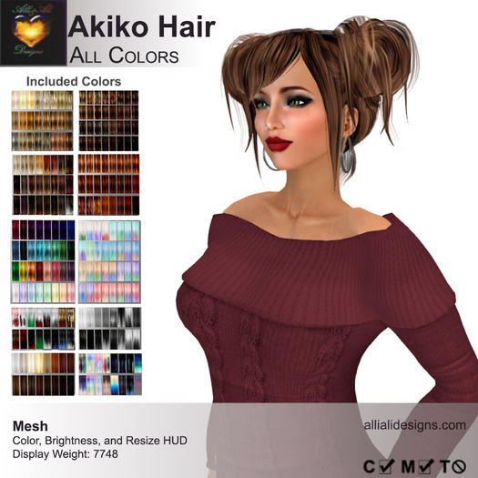A&A Akiko Hair All Colors Pack. Womens mesh pigtails hairstyle