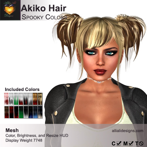 A&A Akiko Hair Spooky Colors Pack. Womens mesh pigtails hairstyle