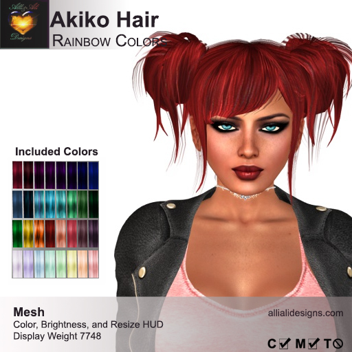 A&A Akiko Hair Rainbow Colors Pack. Womens mesh pigtails hairstyle