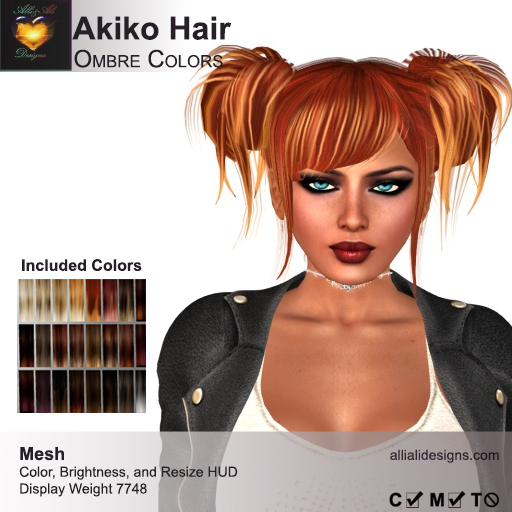 A&A Akiko Hair Ombre Colors Pack. Womens mesh pigtails hairstyle