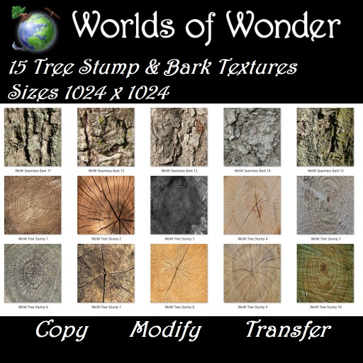 WoW 15 Tree Stump & Bark Textures (Boxed) v2