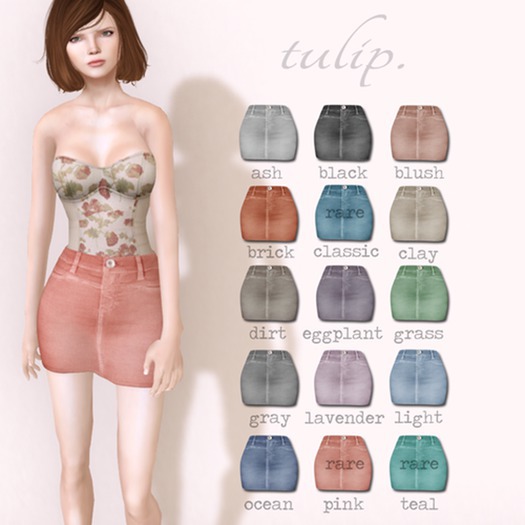 tulip. High Waisted Denim Mini (S - Light)