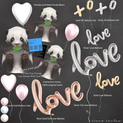 *[BB] I <3 You Panda Heart Balloon RARE