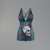Blue Rose Skull Fitmesh Dress